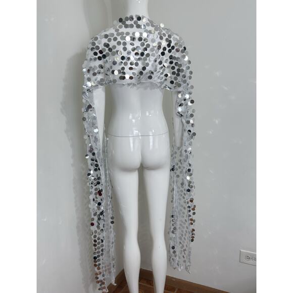 Unbranded Accessories - Sparkly Silver Sequin Rectangle Wrap Scarf Coachella Burning Man Festival Outfit